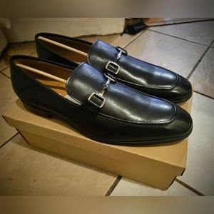 NWT Steve Madden AAHRON Black Leather Mens Dress Shoes Loafers 17 Extra Large XL